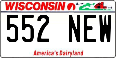 WI license plate 552NEW