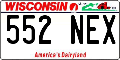WI license plate 552NEX