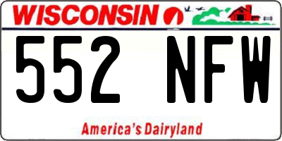 WI license plate 552NFW