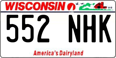 WI license plate 552NHK