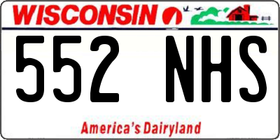 WI license plate 552NHS