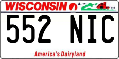 WI license plate 552NIC