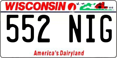 WI license plate 552NIG