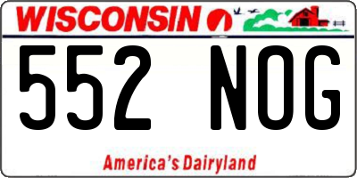 WI license plate 552NOG