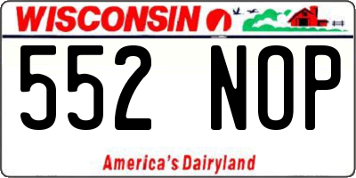 WI license plate 552NOP