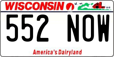 WI license plate 552NOW