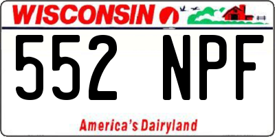 WI license plate 552NPF