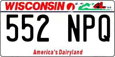 WI license plate 552NPQ