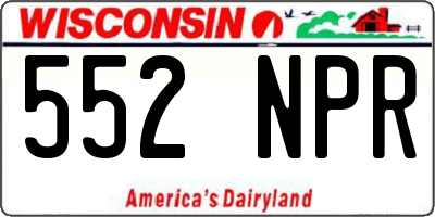 WI license plate 552NPR