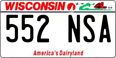 WI license plate 552NSA