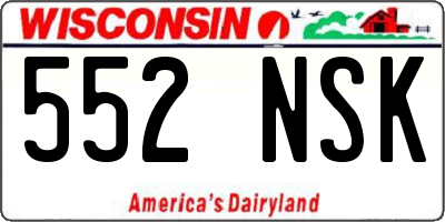 WI license plate 552NSK