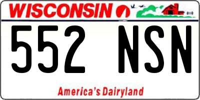 WI license plate 552NSN