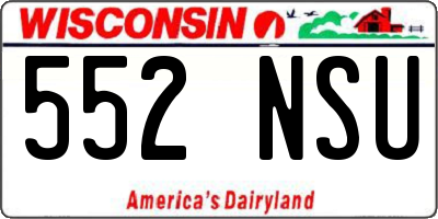 WI license plate 552NSU
