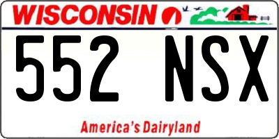 WI license plate 552NSX