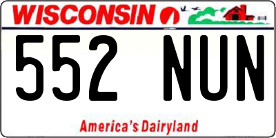 WI license plate 552NUN