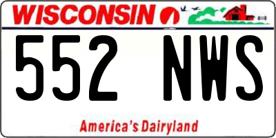 WI license plate 552NWS