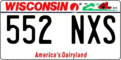 WI license plate 552NXS