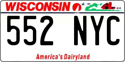 WI license plate 552NYC