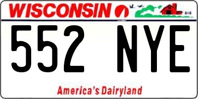 WI license plate 552NYE