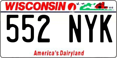 WI license plate 552NYK