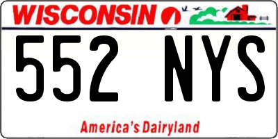 WI license plate 552NYS