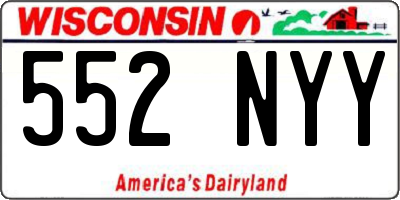 WI license plate 552NYY