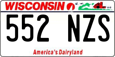 WI license plate 552NZS