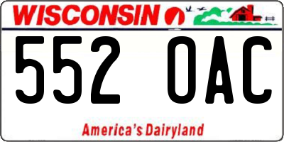 WI license plate 552OAC