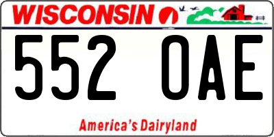 WI license plate 552OAE