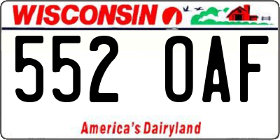 WI license plate 552OAF