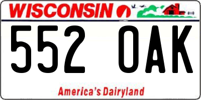 WI license plate 552OAK