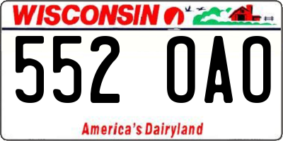 WI license plate 552OAO