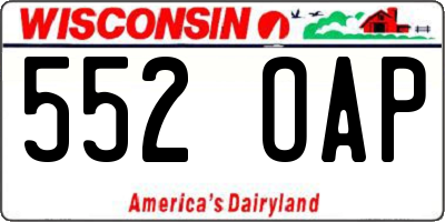 WI license plate 552OAP