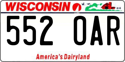 WI license plate 552OAR