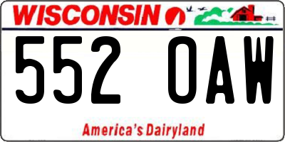 WI license plate 552OAW