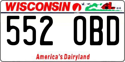 WI license plate 552OBD