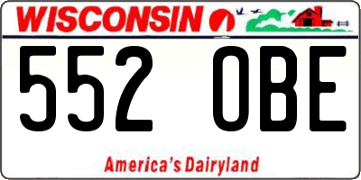 WI license plate 552OBE