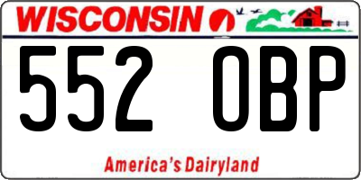 WI license plate 552OBP