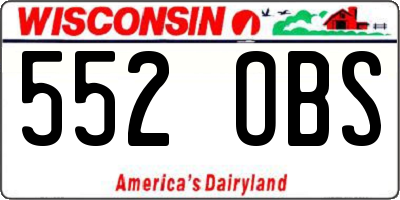 WI license plate 552OBS