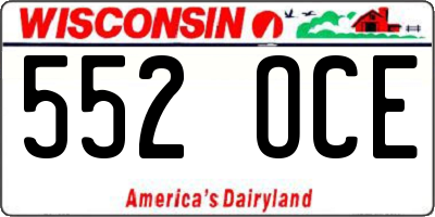 WI license plate 552OCE