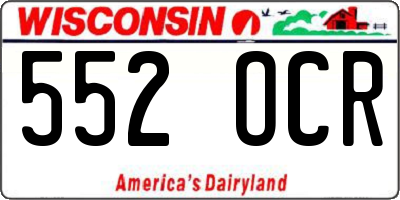 WI license plate 552OCR