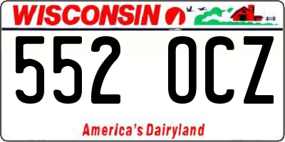 WI license plate 552OCZ