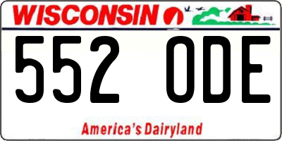 WI license plate 552ODE