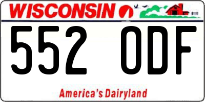 WI license plate 552ODF
