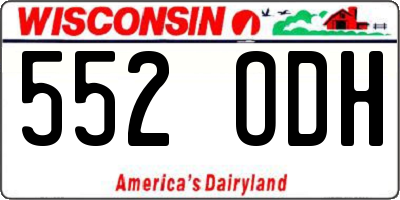 WI license plate 552ODH