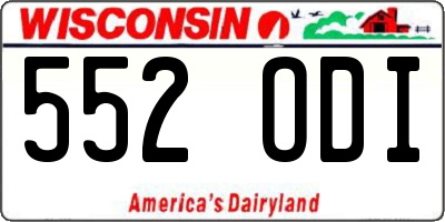 WI license plate 552ODI