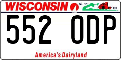 WI license plate 552ODP