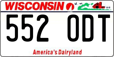 WI license plate 552ODT
