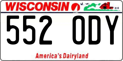 WI license plate 552ODY