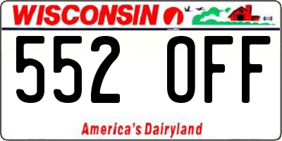 WI license plate 552OFF